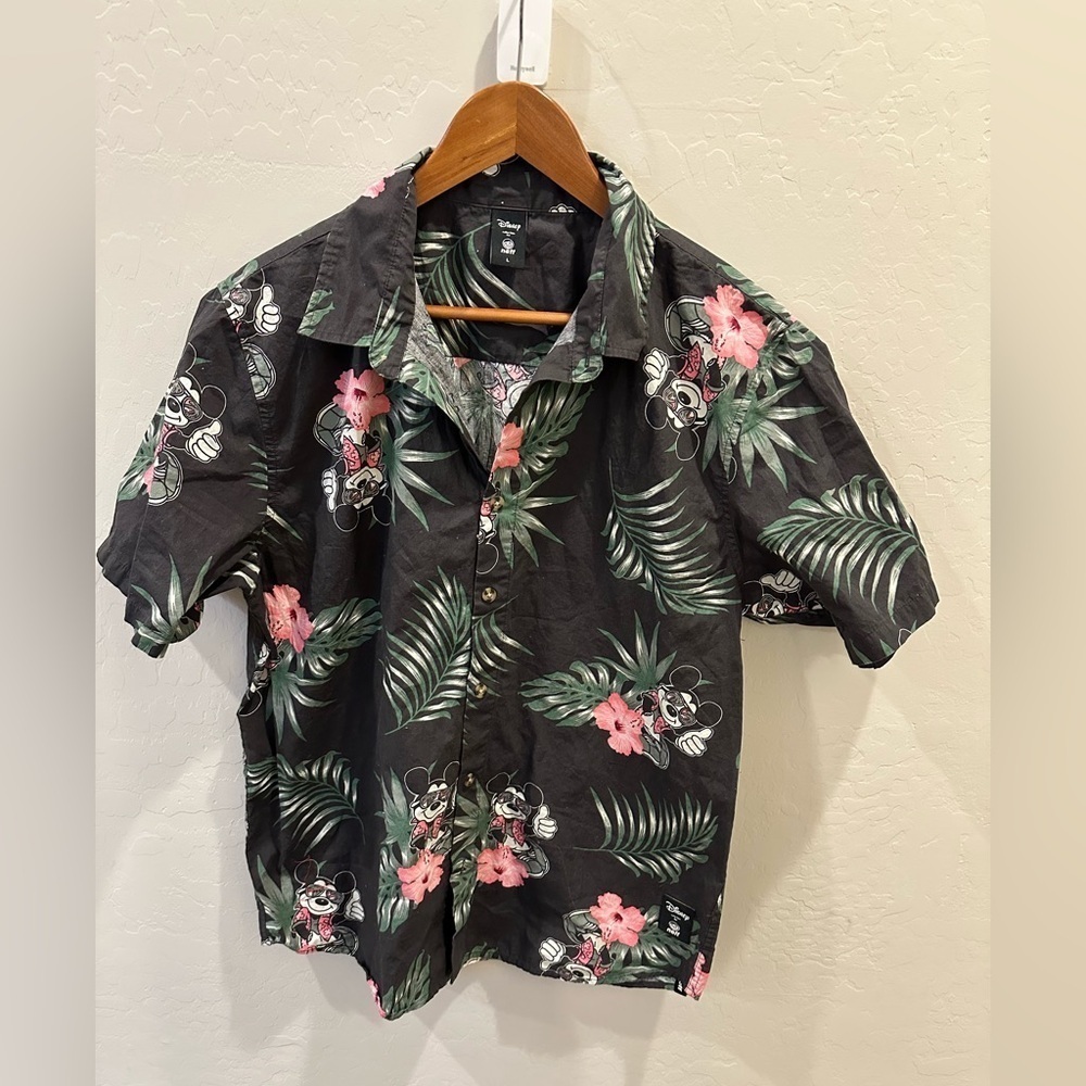 Disney x Neff Short Sleeve Button Up Mens Mickey Tropical Floral Large